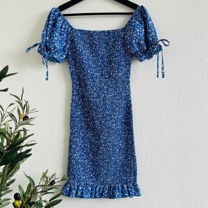 Floral Shirred Mini Dress size S